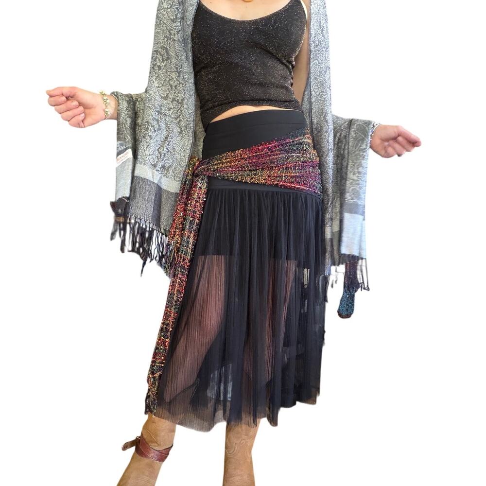 ✨ Sheer black mesh midi skirt ✨